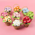 Popular Multi Color Crochet Combined Puff Flower Basket Plant Wholesale Woolen Knitted Flower Ornament for Home Decoration