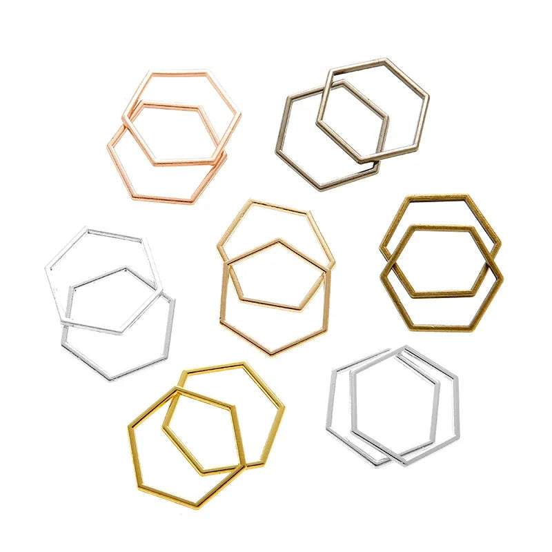 100pcs/bag Inner Diameter 20*17mm Hexagon Charm Hollow Glue Blank Pendant Tray Bezel Charms DIY Necklace Handmade Bezel Mold
