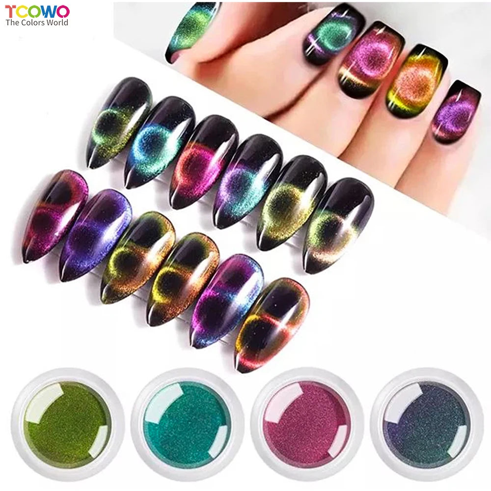 Free Sample 9D Cat Eye Nail Powder Chrome Magnetic Chameleon Magic Sparkle Soak-Off Manicure Nail Art Salon Mirror Powder