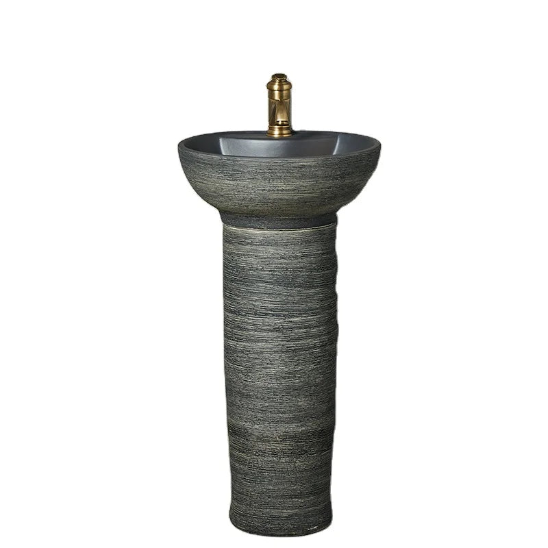Black Ceramic Porcelain Wash Basin Bathroom Sink Ceramic Pedestal Basin