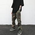 Custom Label Trousers for Men Drop Ship  Men Streetwear Stock Camo Cargo Flare Trousers Pants