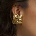 2023 New Arrival Fashion Jewelry Stainless Steel Minimalist Retro 18K Gold Plated Earrings Square Shaped Textured Women Earrings