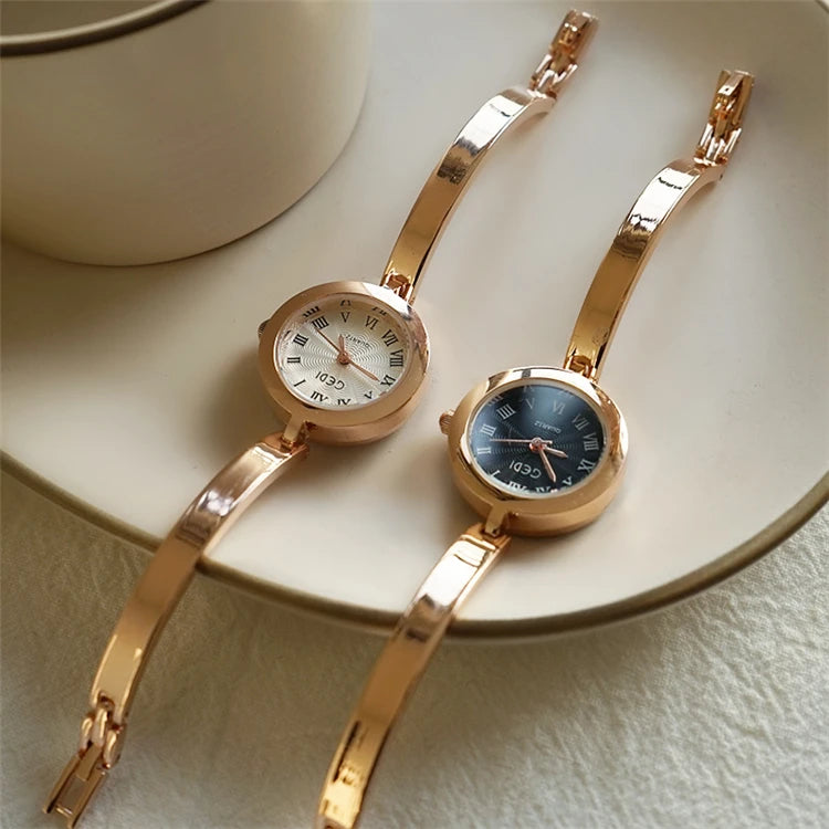 Aimgal Open-Ended Bracelet Watch Student Style Retro Literary Design Minimalist Pointer Dial 3ATM Waterproof