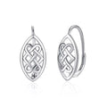 Fine Jewelry 925 Sterling Silver Rhodium Plated Hollow Out Celtic Knot Hoop Earrings for Women