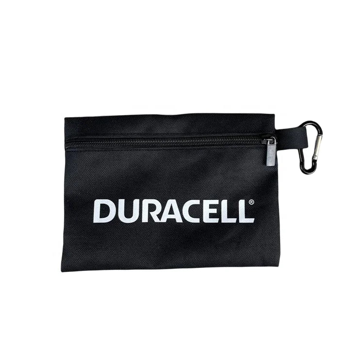 Custom Brand Logo Small Promotional Gift Zip Black Recycle Polyester Fabric Pouch Bag for Daily Storage