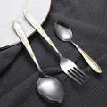 Creative Gold Embossed Flatware Set Stainless Steel Home Restaurant Wedding Serving Spoon Cutlery Set