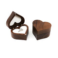 Wood Black Walnut Heart Wedding Luxury Polished Sustainable Engagement Ring Box Jewelry Packaging