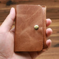 Factory Supply Short Wallet Men Leather K Card Holder Vintage Genuine Crazy Horse Leather First Layer Cowhide Purse