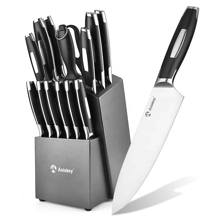 Best Seller 14 Pcs Knives Block Set Royalty Switzerland German 3cr13 Stainless Steel Chef Knife Set