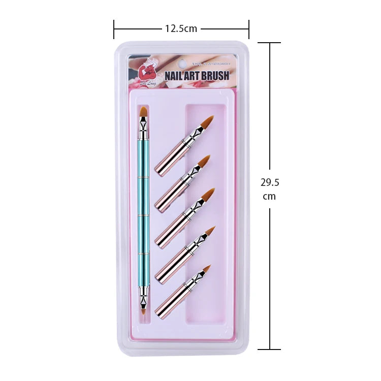 Factory Wholesale Nail Art Liner Brush With Different Size Nail Pen Set 1+5 Combination Change Head Pen