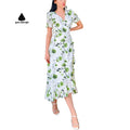 GREEN DIMPLE Custom Wholesale Summer Maxi Long Skirt Plus Size Casual Women's Clothing Elegant Fashion Ruffle Floral Beach Dress
