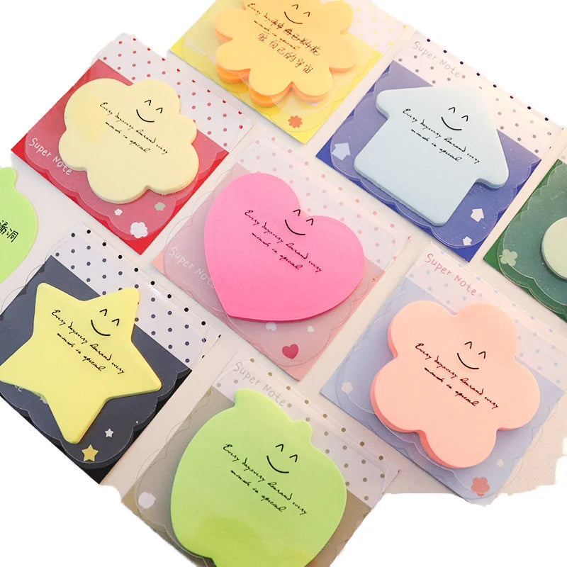 Creative 30-Page Self-Adhesive Memo Pads Fluorescent Colors Kawaii Stationery Promotion Creative Fluorescent Color Memo Pads