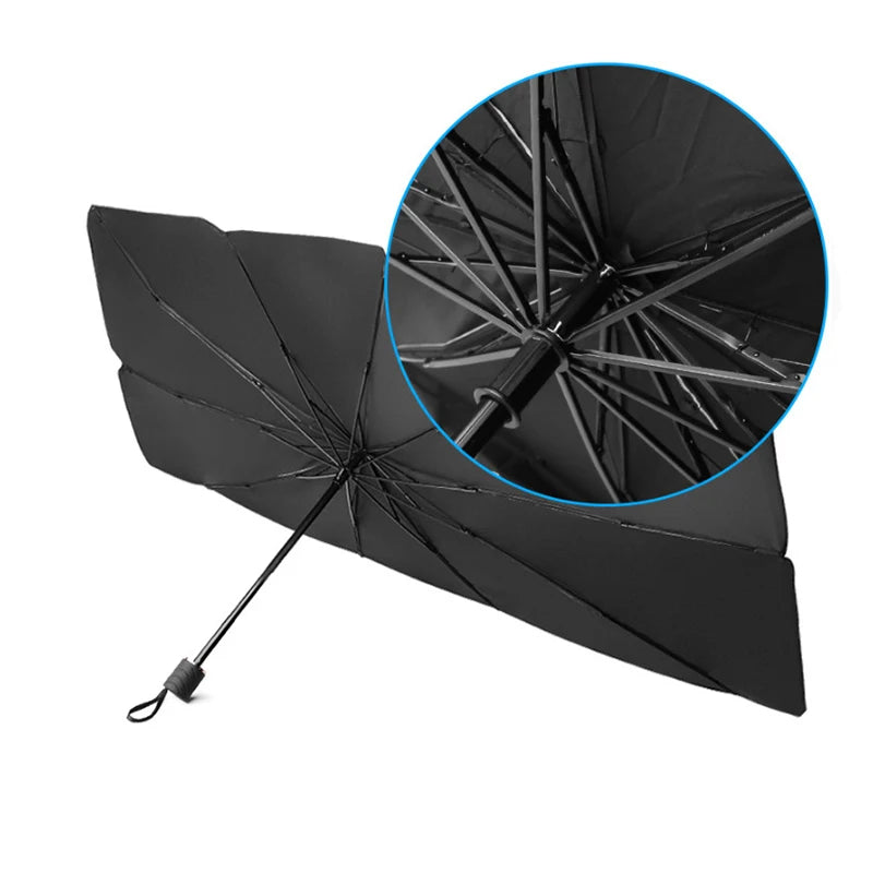 FEAMONT Custom Logo Portable Nylon Car Cover UV Resistant Foldable Windshield Sun Shade Umbrella