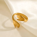 SC Popular Korean Stainless Steel Couple Rings Gift Trendy Gold Silver Geometric Rings Stylish Open Hand Hug Rings for Couple