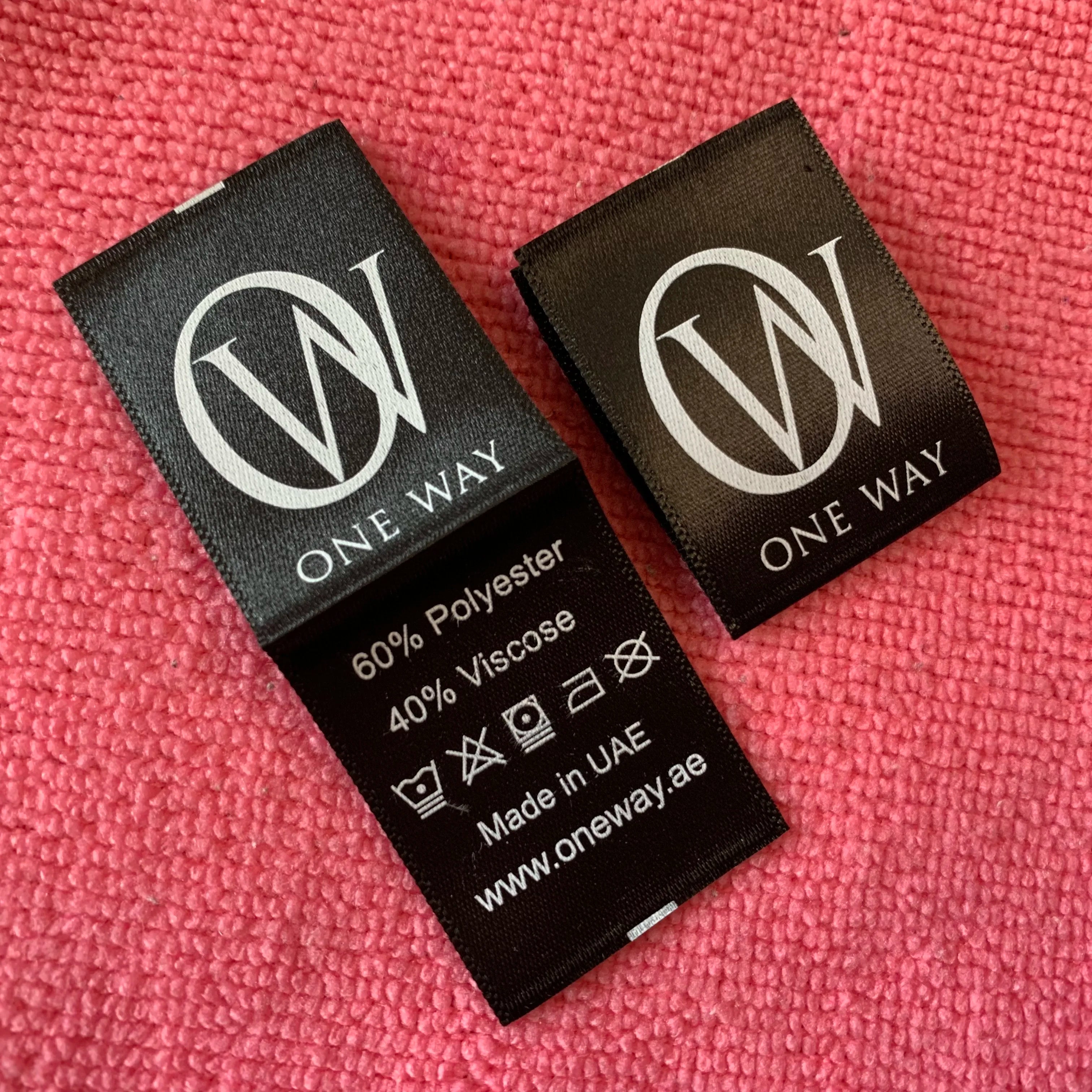 Loop Fold Satin Printed Clothing Main Neck Label for ClothesWashing Care Inside Silk Tags