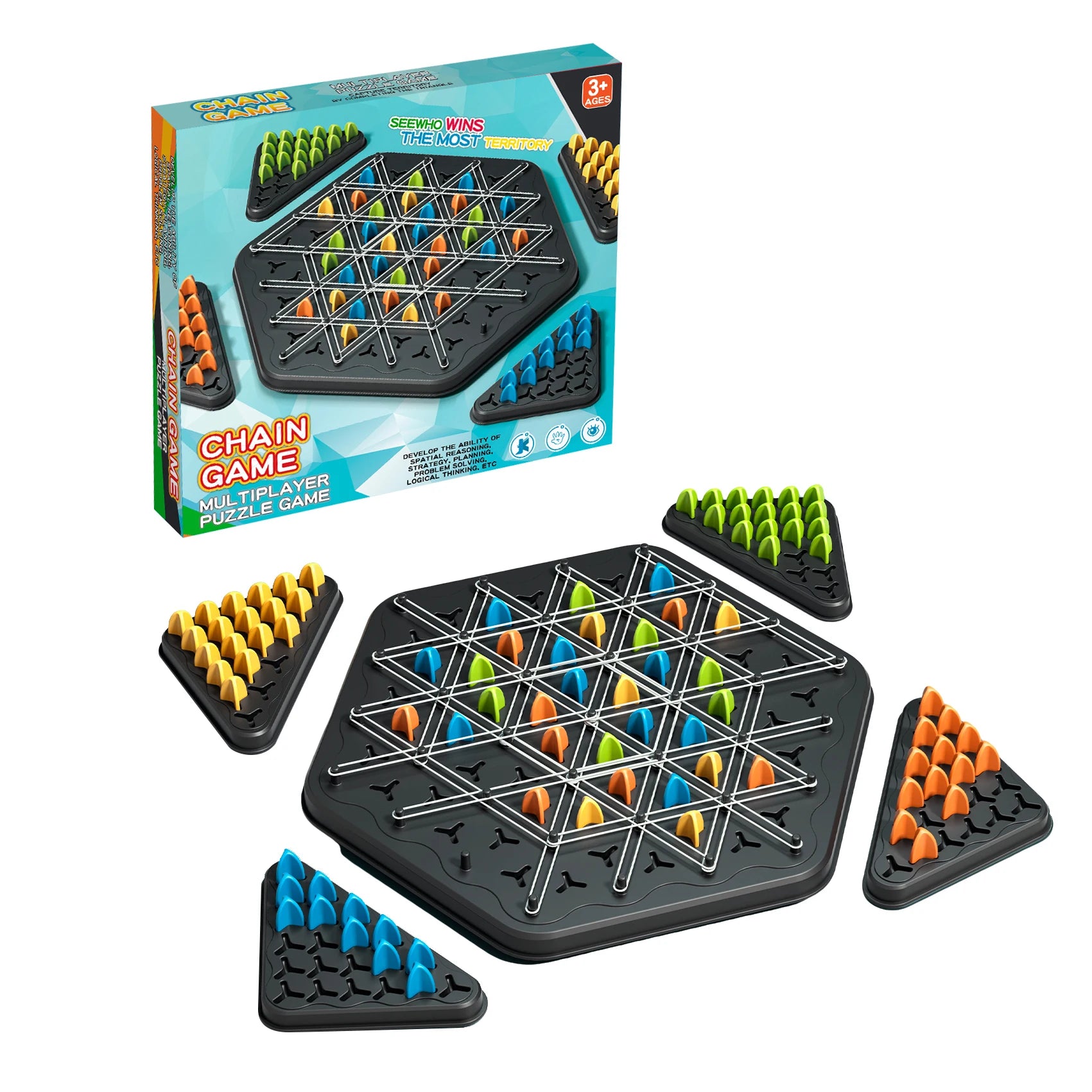 BGL Desktop Puzzle Game Chain Chess Triangle Chess Rubber Band Two Player Battle for Kids