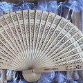 Wholesale Personalized Chinese Sandalwood Wooden Folding Fan Engraved Names and Date for Weddings