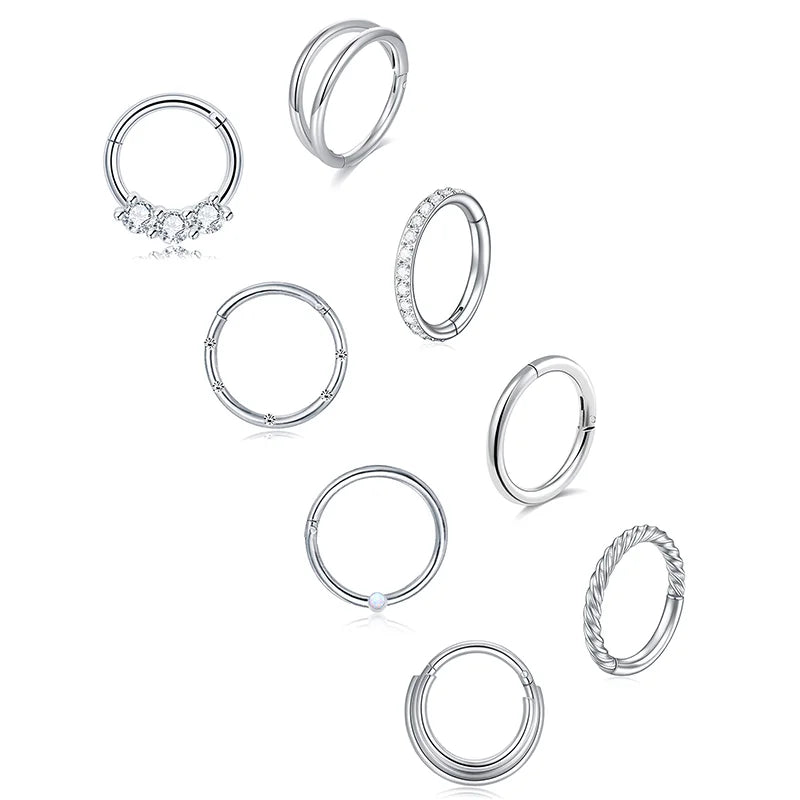 16G Hinged for Women Septum Clicker Rings Segment Nose Hoop Conch Lip Rings Surgical Steel Nose Rings Body Piercing Jewelry