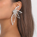 2025 New Arrival Fashion Jewelry Women Full Diamond Hollow Out Temperament Luxury Earrings Angel Leaf Crystal Drop Earrings 2022