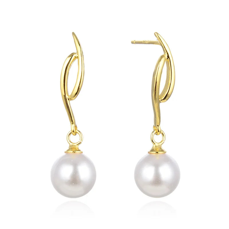 Hainon Temperament S925 Silver Pearl Earrings Ladies Elegant Earrings Wholesale Gift Card Flannel Bag Set
