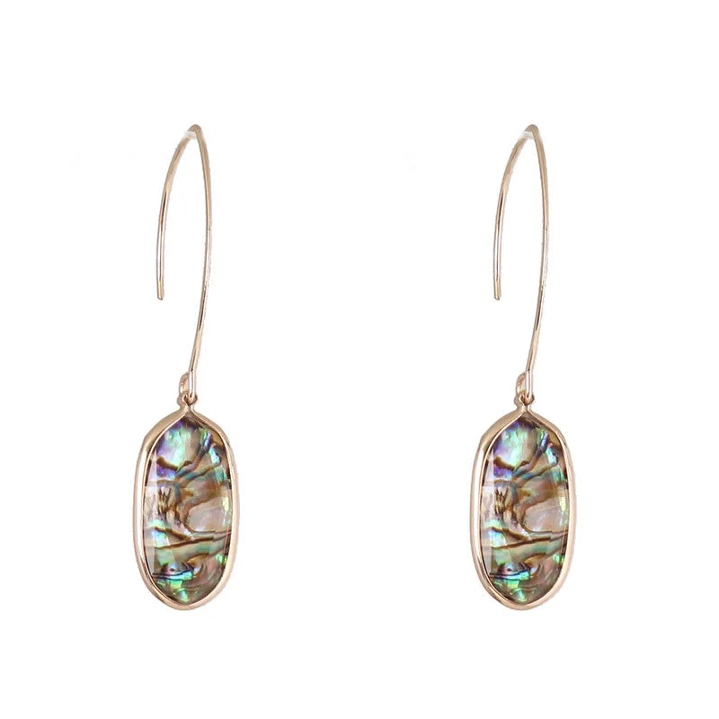Natural Stone Fashion Gemstone Jewelry Abalone Shell Earrings Eardrop Crystal White Shell Elegant Earrings for Women
