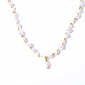 Vintage Gold Plated Stainless Steel Cross Choker Necklace Irregular Baroque Pearl Cross Pendant Necklace for Women