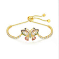 2025 New 18K Gold-plated CUBIC ZIRCONIA TENNIS Adjustable Bracelet Shiny Colorful Zircon Butterfly Bracelet