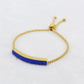 Stainless Steel Gold Plated Zircon Crystal Beads Paving Curved bar Charm Adjustable Bangle Bracelet Women Jewellery Bracelets