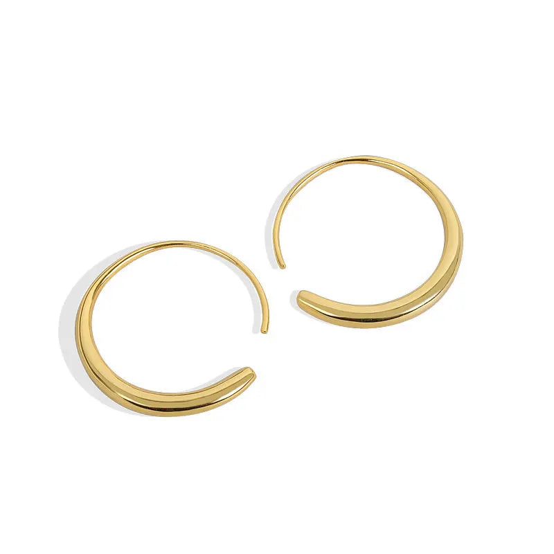 Wish Jewelry 2022 New Line Shape Round Hoop Earrings Minimalist Dainty S925 Sterling Silver Hoop Earrings for Women Party
