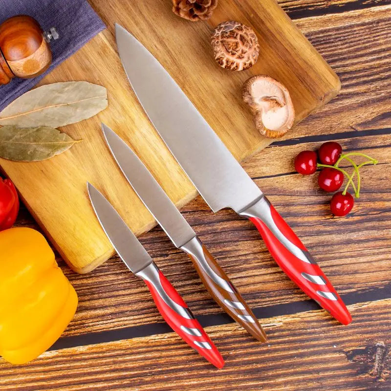 New Design 100% Food Grade Easy Clean 3 Pcs Stainless Steel Hollow Handle Kitchen Knife Set