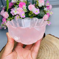 Crystal Bowl Natural Crystal Stone Hand Carved Rose Quartz Lotus Flower Bowl Crystal Crafts for Healing