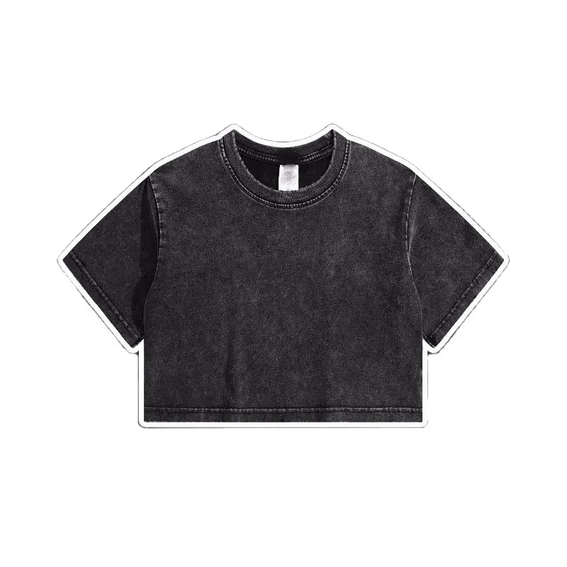 High Quality Vintage Wash Cotton Crop Top t Shirt Oversize Women Gym Crop Tshirt