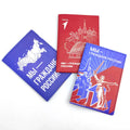 Manufacturer Custom Russian Television Company Cheaper Promotional Gift Color Printing Passport Holder PU Leather Passport Cover
