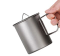 Ultra-light 450ml Titanium Camping Cup with Lid Small Outdoor Metal Coffee Mug and Pot Set