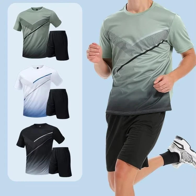 Sportswear Men's Summer Breathable Workout Clothes Athletic Shorts Shirt 2 Pack Basketball Football Exercise Training Running