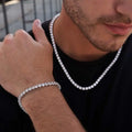 18k Gold Plated Stainless Steel Tennis Chain Bracelet Waterproof 4mm Iced Out Diamond Moissanite Stone Necklace for Men