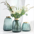 Wholesale Home Wedding Tabletop Vase Brass Ring Cylinder Glass Crystal Clear Eco-friendly Art Deco Flower Display Elegant