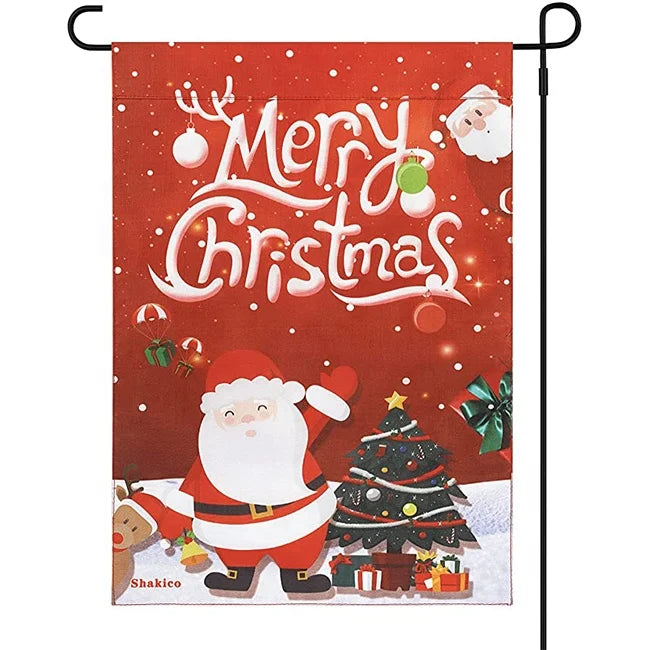 Hot Sale Custom Linen 30x45cm Garden Flags for Winter Holiday Outdoor Decorations Promotional Bandera for Yard Lawn Signs
