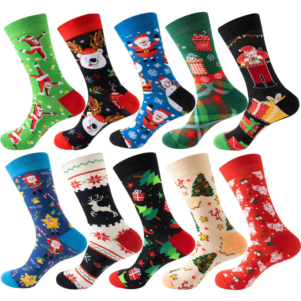 Zhejiang Zhuji Cotton Mid Calf Crew Dress Holiday Christmas Socks Set Gift Box for Men and Women Casual Cotton Socks Fuzzy