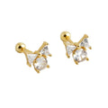 925 Sterling Silver Minimalist butterfly Crystal Earrings Gold Plated Piercing Screwbacks Stud Earring 2022