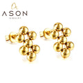 Ason European and American Personality Steel Ball Splicing 8-shaped Stud Earrings Ladies Stainless Steel 18k Gold Stud Earrings