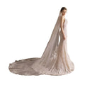 SLBRIDAL One-Layers White Lace Flower Cathedral Bridal Veils With Combs Wedding Veils Wedding Wear Accessories for Bride Mariage