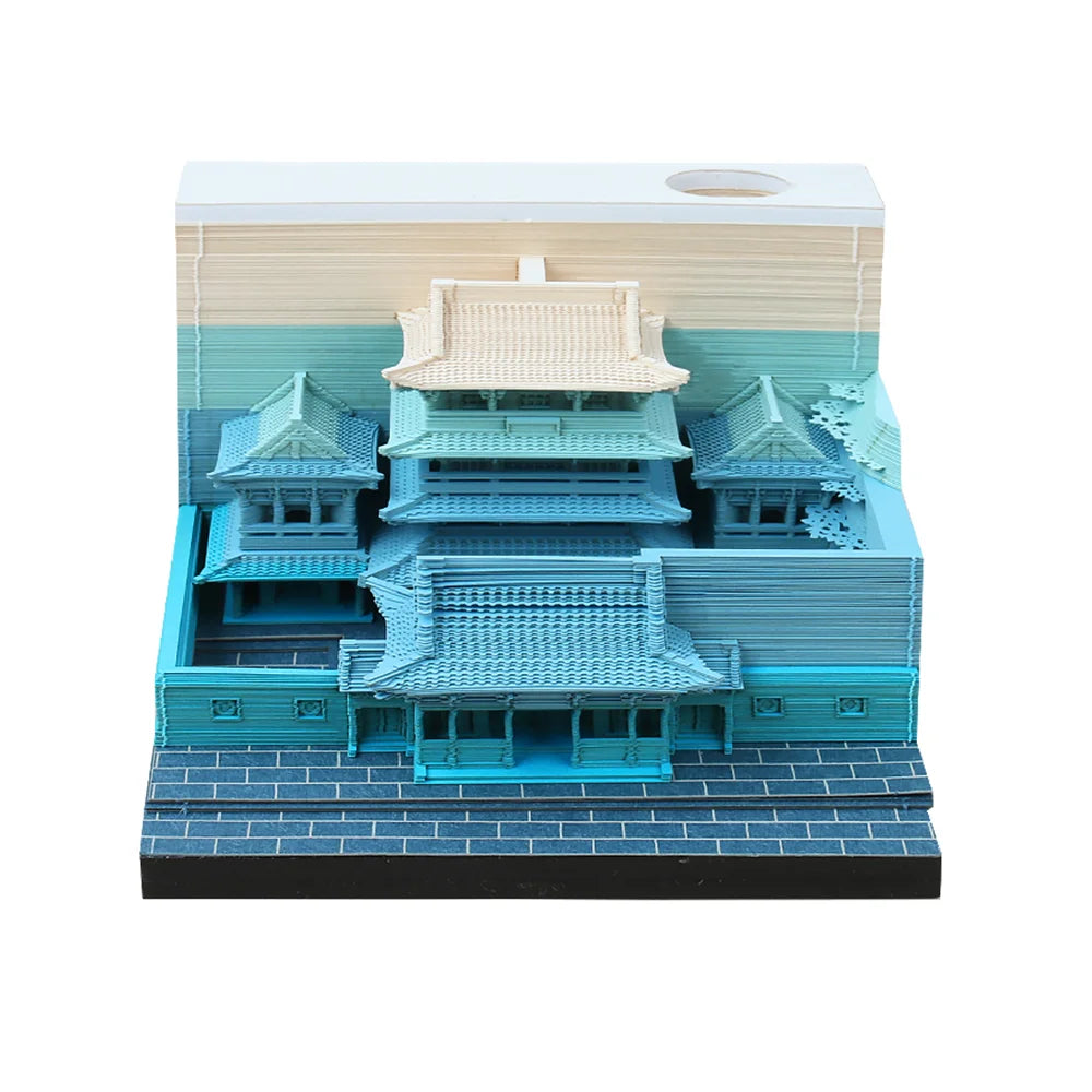 Original Design Office Decoration Gift Paper Sculpture Building Model Zhang Mansion Decompression  3D Memo Pad