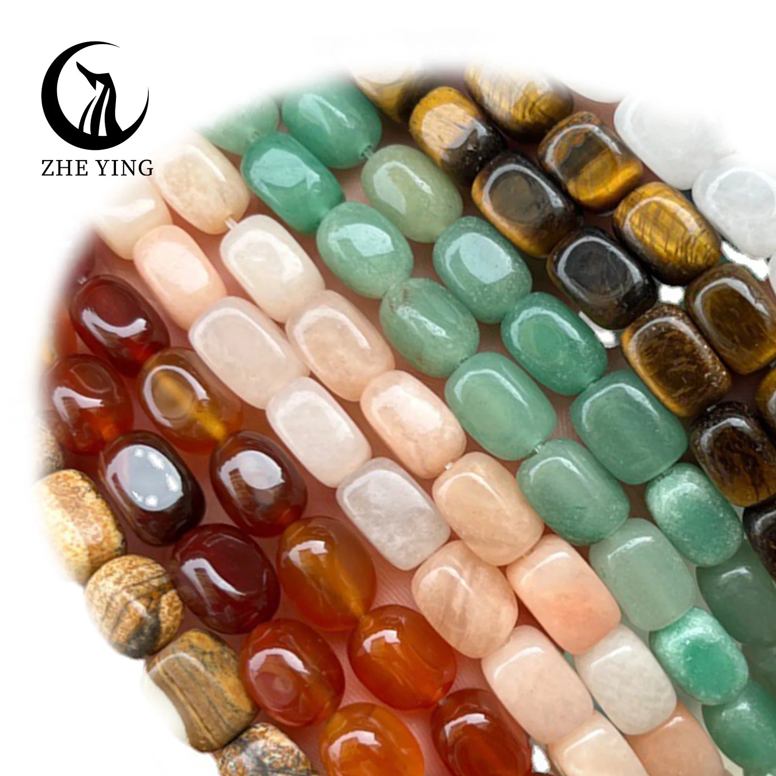 Zhe Ying 8*12mm Rectangle Beads Stone Rounded Corner Nugget Long square Stone Beads