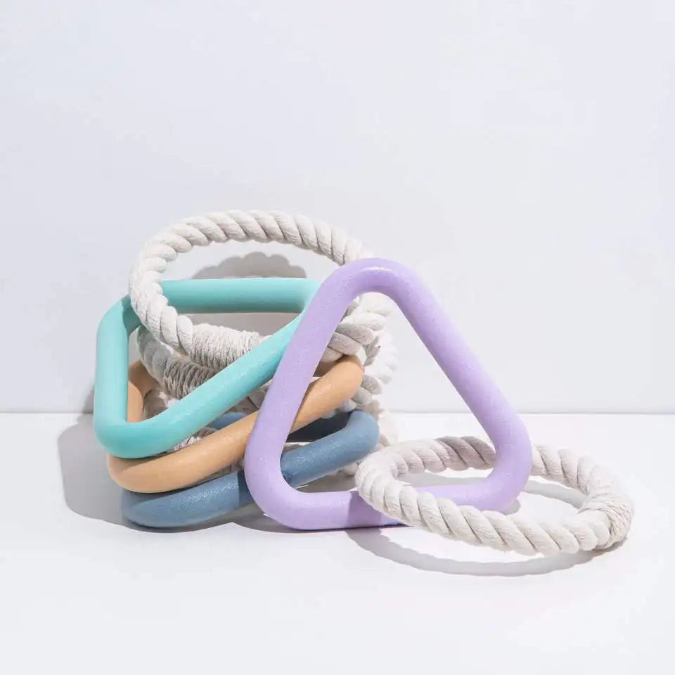 Natural Rubber Dog Chew Toy Interactive Tug Toy with Rope Triangle for Pet Entertainment