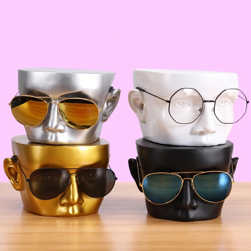 Lmamba Creative Head Model Glasses Shelf Durable Sunglasses Organizer Slots Eyeglasses Holder Box Eyewear Display Bracket