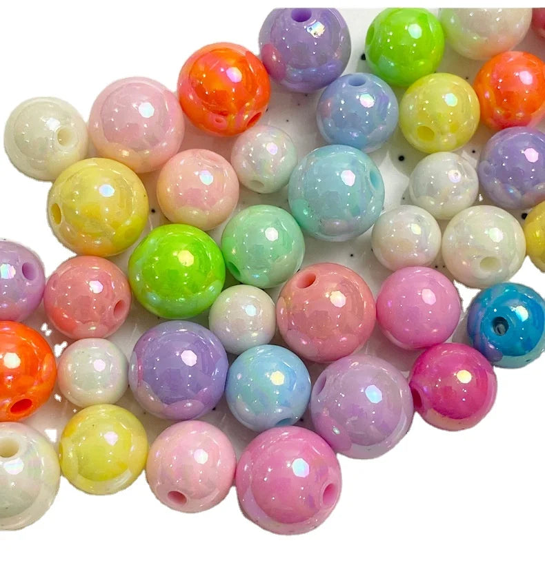 Acrylic Plated Color AB Round Beads DIY Mobile Phone Chain Accessories String Bracelet Jewelry Materials Scattered Beads Color