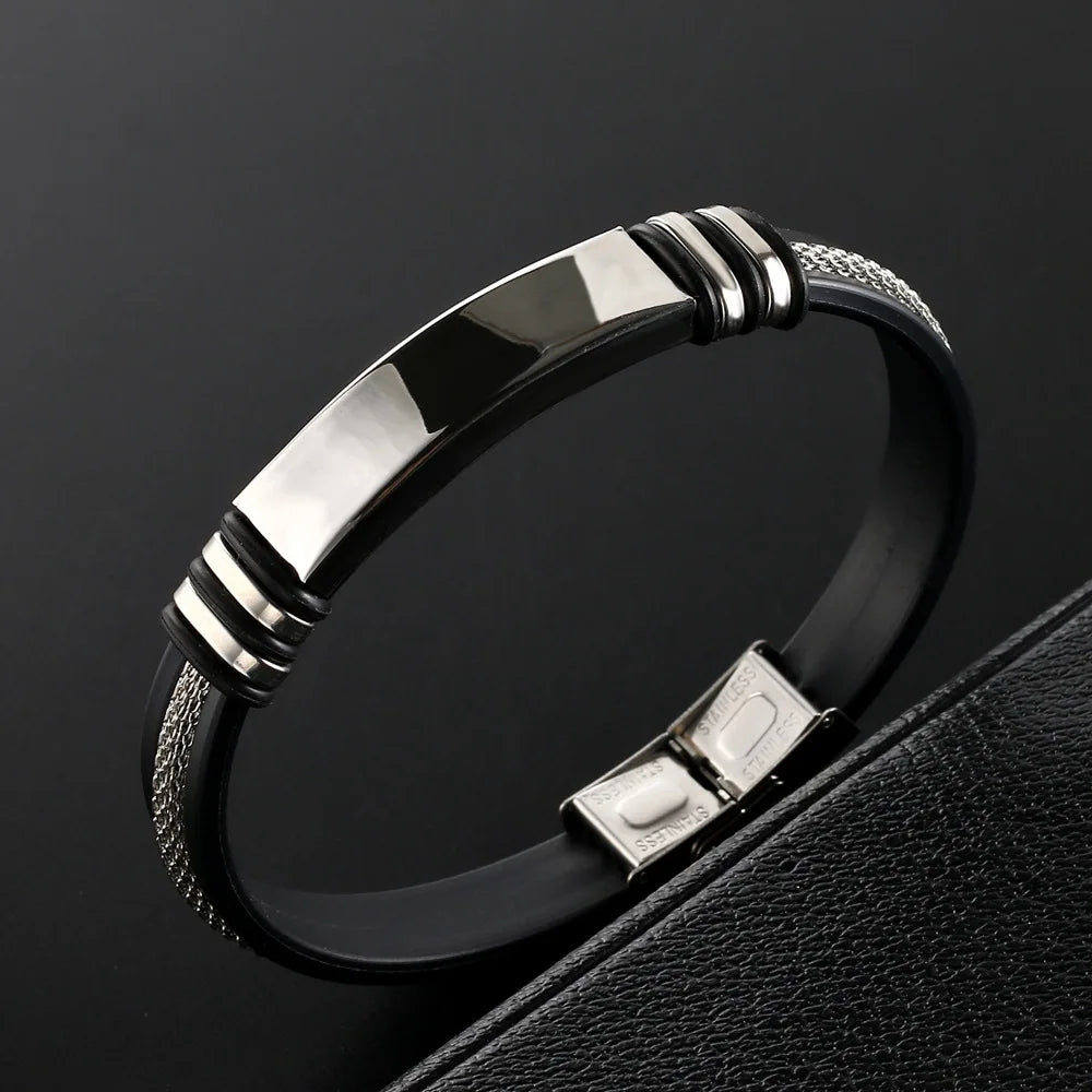 Wholesale Fashion Stainless Steel Electroplating Couple LOGO Custom Bracelet