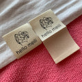 manhattan Fold 100% Organic Cotton Hem Tags for Toyshandmade Folded Printing logo Cotton Hem Label for Scarf