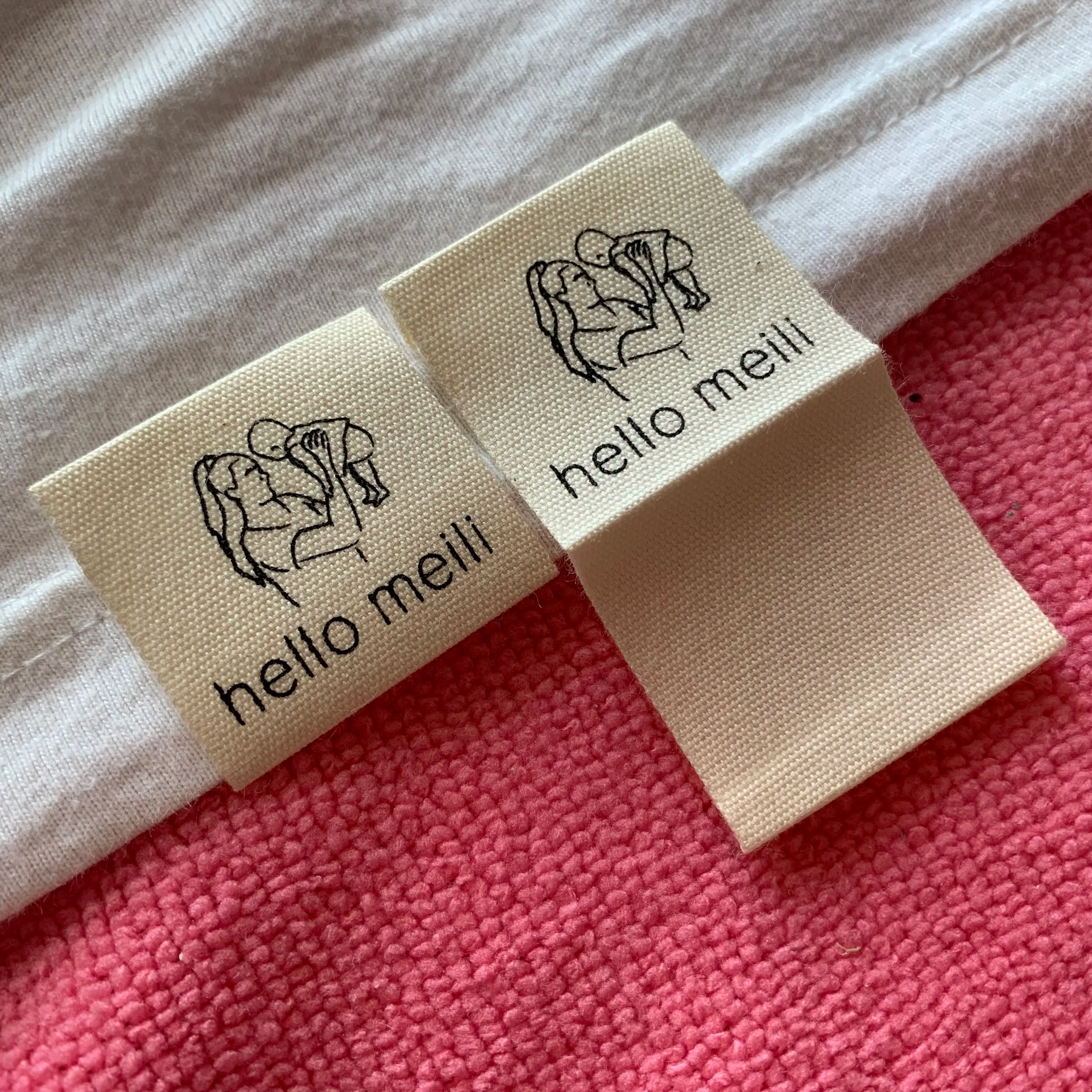 manhattan Fold 100% Organic Cotton Hem Tags for Toyshandmade Folded Printing logo Cotton Hem Label for Scarf